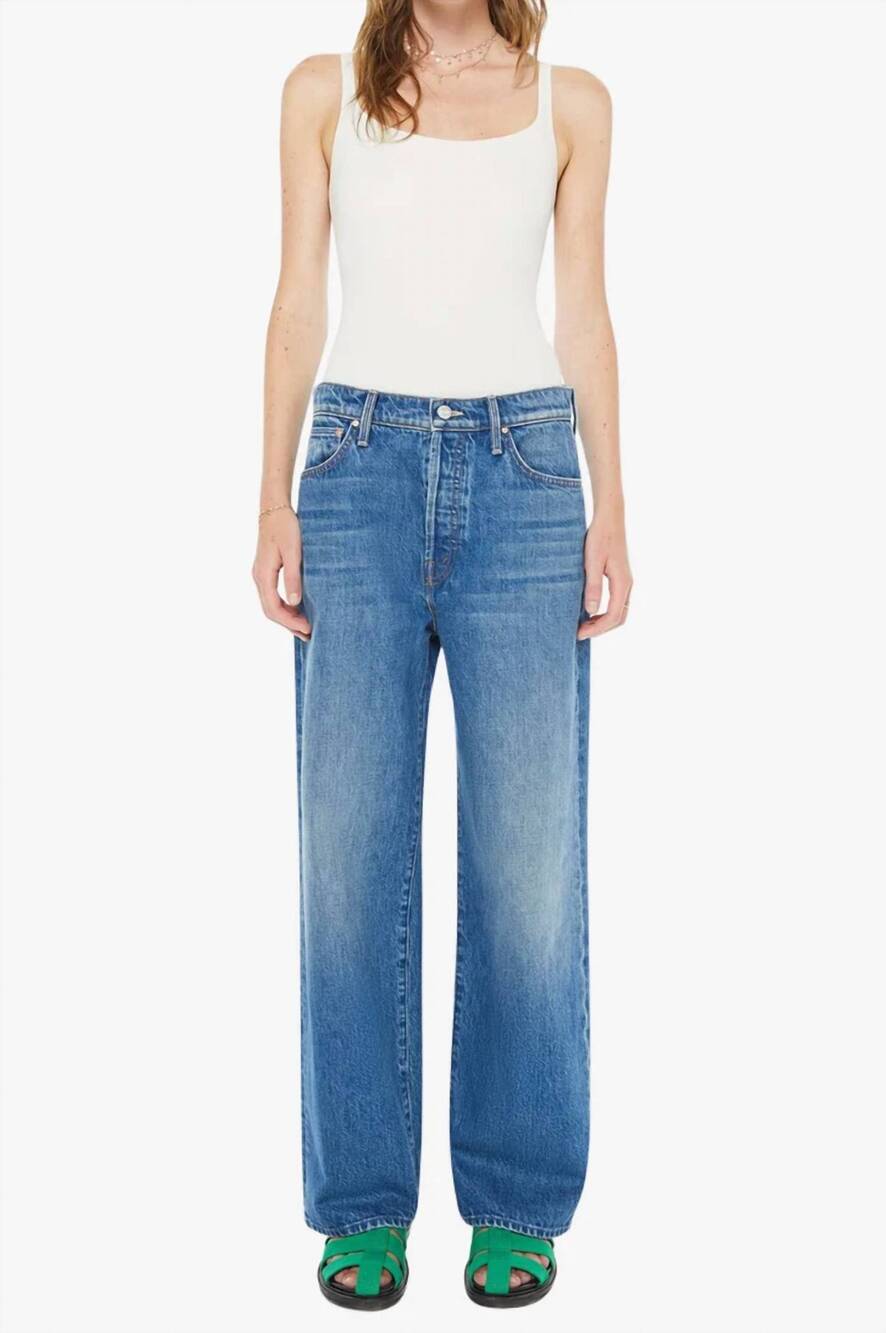 NEW MOTHER dodger button flood jeans in green thumb